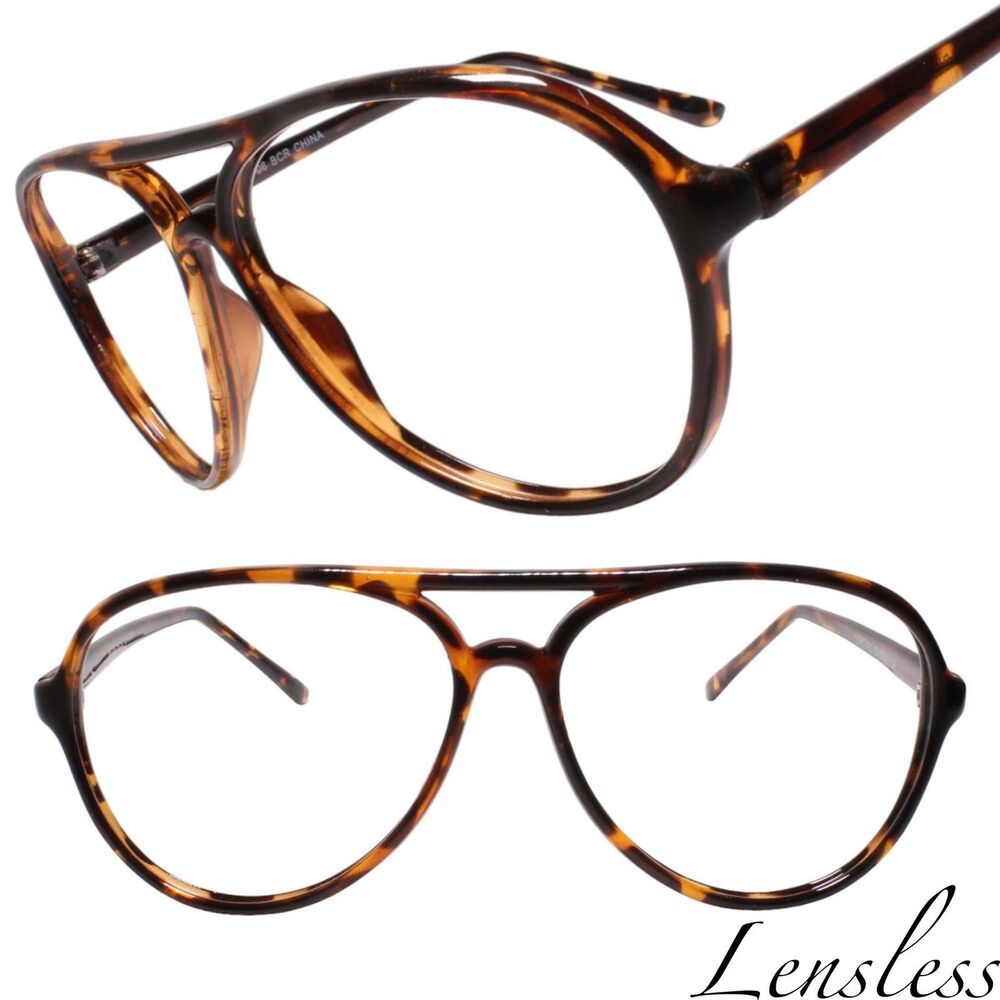 Genuine Vintage Tortoiseshell Pattern Lensless Eye Glasses Old Fashioned Frames